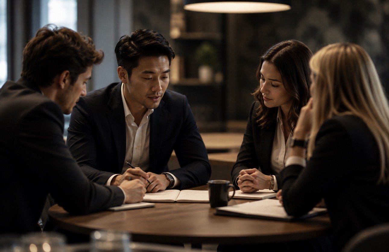 An executive team collaborating around a table